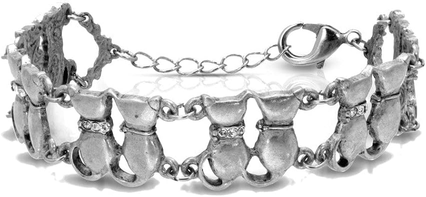 1928 Jewelry Crystal Multi Double Cat Chain Bracelet