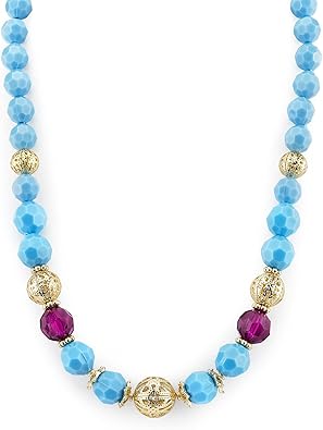 1928 Jewelry Mykonos Turquoise & Purple Beaded Strand Necklace For Women 16