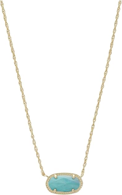 Kendra Scott Elisa Pendant Necklace - Necklace for Women - Lobster-claw Closure - 14K Rose Gold Plated Gold Turquoise-Variegated One Size One Size