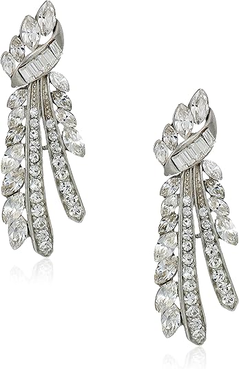 Ben-Amun Drop Earrings with Swarovski Crystals, Silver Plated, Fashion Jewelry for Women, Made in New York