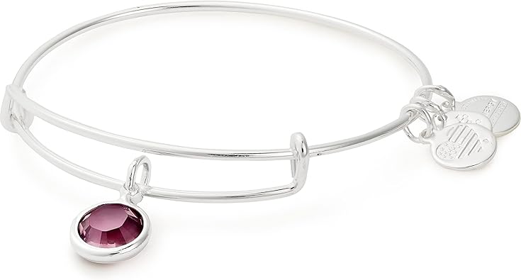 Alex and Ani Birthstones Expandable Bangle for Women, Crystal Charm for Every Month, Shiny Finish, 2 to 3.5 in