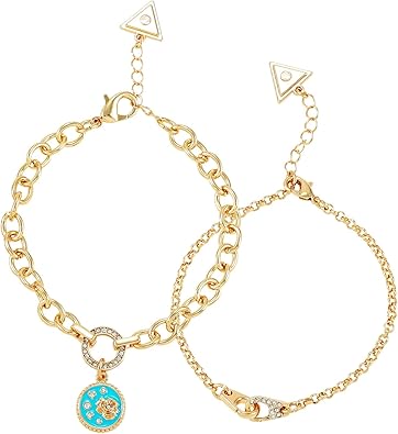 GUESS Goldtone 2 Piece Duo Line Bracelet Set For Women