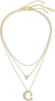 Steve Madden Womens Jewelry Celestial Moon Necklace Set