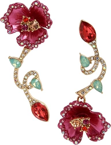 Betsey Johnson Floral Mismatch Earrings