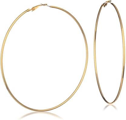 GUESS Extra Large Goldtone Clutchless Hoop Earrings