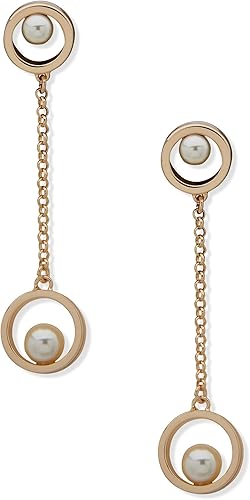 Karl Lagerfeld Paris Linear Pearl Earrings, Gold Tone, One Pair