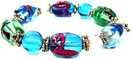 Linpeng Stretch Bracelet Hand Painted Glass Beads Beads size 13x18mm Bracelet Length 7.5