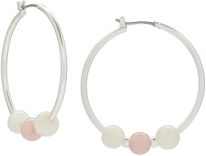 Lucky Brand Beaded Hoop Earring, Silver, One Size