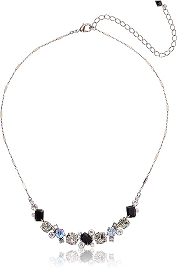 Sorrelli Datura Necklace, Antique Silver-Tone Finish, Black Tie