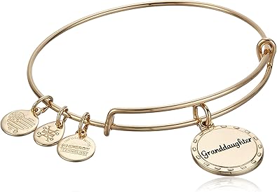 Alex and Ani Because I Love You Granddaughter Expandable Wire Bangle Bracelet for Women, by Your Side Charm, Shiny Antique Gold Finish, 2 to 3.5 in