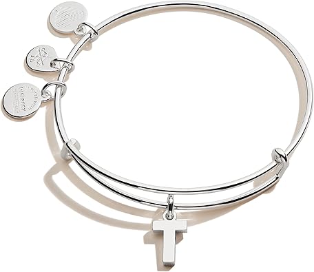 Alex and Ani Expandable Bangle for Women, Initials A to Z Letter Charms, Shiny Finish, 2 to 3.5 in