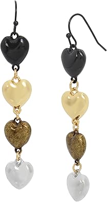 Steve Madden Womens Puffy Heart Linear Earrings