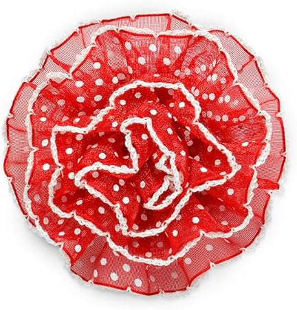 Expo International Polka Dot Carnation Brooch and Hairclip Hair Accessory, Red