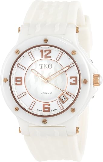 TKO ORLOGI Women's Genuine Ceramic Rubber Strap Watch