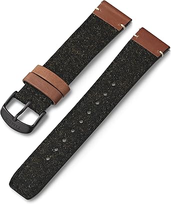 Timex 20mm Fabric & Genuine Leather Strap – Tan & Brown with Silver-Tone Buckle