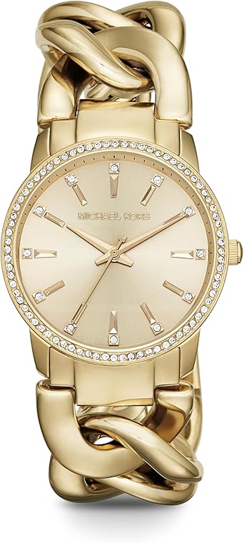 Michael Kors Lady Nini Women's Watch, Stainless Steel Chain-Link Bracelet and Pavé Crystal Watch for Women