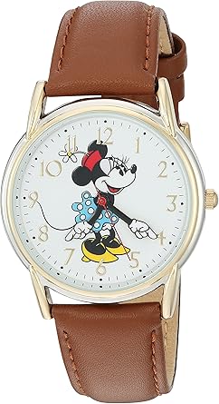 Disney Minnie Mouse Adult Classic Cardiff Articulating Hands Analog Quartz Leather Strap Watch