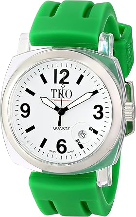 TKO ORLOGI Unisex TK508-WGR Milano Plastic Case and Green Rubber Strap Watch