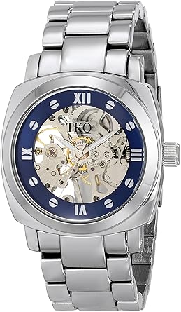 TKO ORLOGI Women's TK628S See Through Mechanical Skeleton Hand with Silver Bracelet Watch