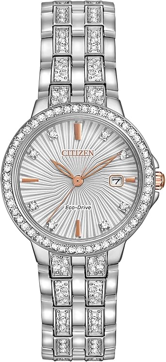 Citizen Ladies' Silhouette Crystal Eco-Drive Watch, 3-Hand Date, Stainless Steel