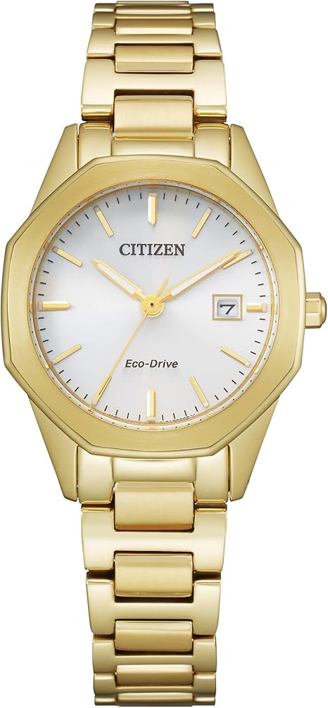 Citizen Ladies' Classic Corso Watch in Gold-Tone Stainless Steel, White Dial (Model: EW2582-59A)