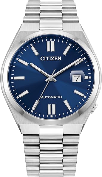 Citizen Men's Automatic Tsuyosa Sport Luxury Watch, Silver-Tone Stainless Steel, Blue Dial, 3 Hand with Date, 42 Hour Power Reserve (Model:NJ0150-56L)