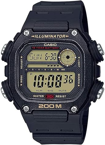 Casio 10 Year Battery Quartz Watch with Resin Strap, Black, 27.2 (Model: DW-291H-9AVCF)