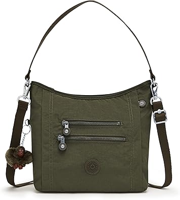 Kipling Womens Women's Belammie Handbag, Organize Accessories, Spacious Interior, Removable Strap, Nylon T Shoulder Bag, Jaded Green Tonal, 10.5 L x 11 H 4 D US