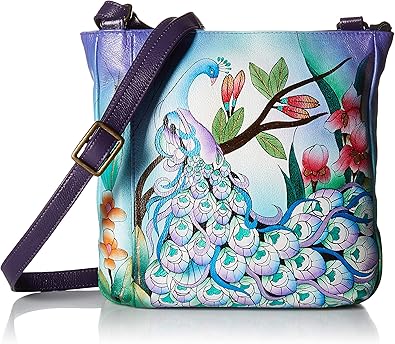 Anna by Anuschka Women's Genuine Leather Medium Crossbody | Hand Painted Original Artwork