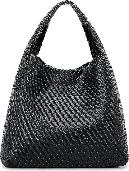 Queenoris Fashion Woven Purse for Women Top-handle Shoulder Bag Soft Summer Hobo Tote Bag