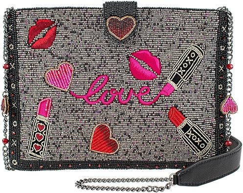 Mary Frances Kiss and Tell Beaded Makeup Crossbody Clutch Handbag, Multi