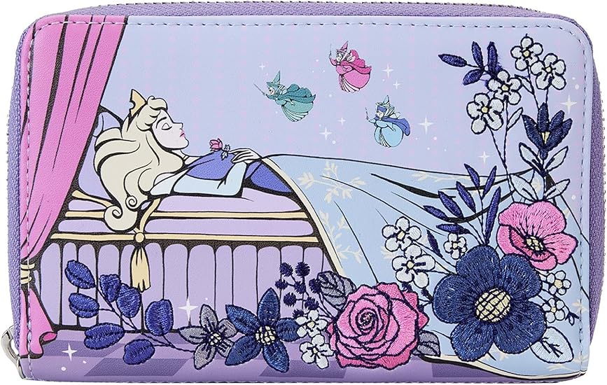 Loungefly Sleeping Beauty 65th Anniversary Floral Scene Zip Around Wallet