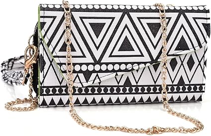 Kroo Clutch Wristlet Purse with Gold Tone Chain for Smartphones - Frustration-Free Packaging - Black