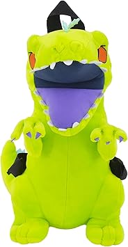 Concept One Rugrats Mini Backpack, Reptar Plush Small Travel Bag Purse for Men and Women, Adjustable Shoulder Straps, Green, 13 Inch