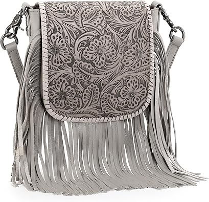 Montana West Women's Crossbody Handbags Western Purses for Women Small Crossbody Bags Tooled Leather Fringe Purse Western-RLC-L159TN