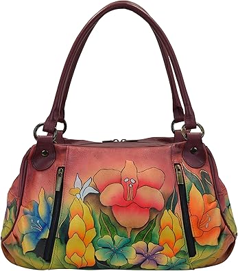 Anna by Anuschka Women’s Genuine Leather Ruched Hobo Shoulder Bag - Original Artwork