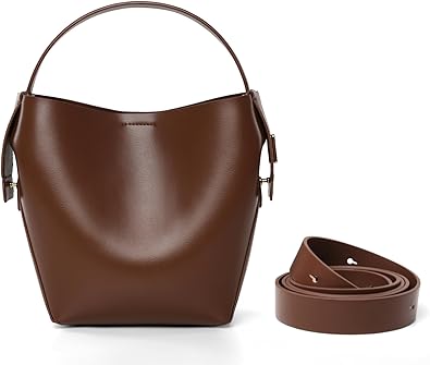 LA FESTIN Leather Bucket Bags for Women - Adjustable Long Strap Designer Crossbody Handbags, Shoulder Purse for Everyday Use