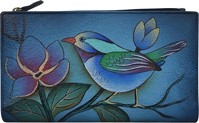 Anna by Anuschka Women Hand Painted Leather Bi-Fold Snap Wallet-Dreamy Blossoms