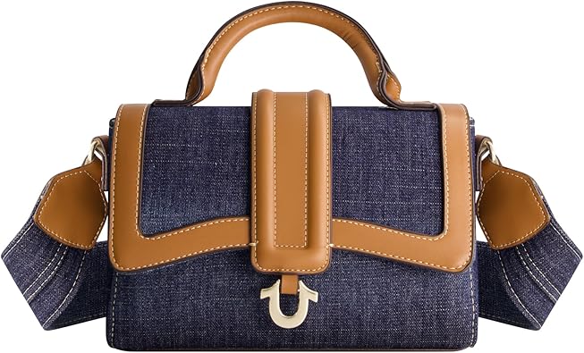 True Religion Women's Satchel Bag, Mini Crossbody Purse Handbag with Adjustable Shoulder Strap, Denim