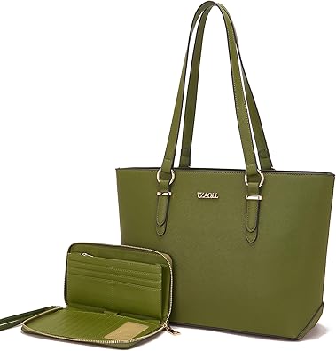 YZAOLL Purses for Women Faux Leather Medium Large Tote Satchel Shoulder Purse Handbag Wallet set