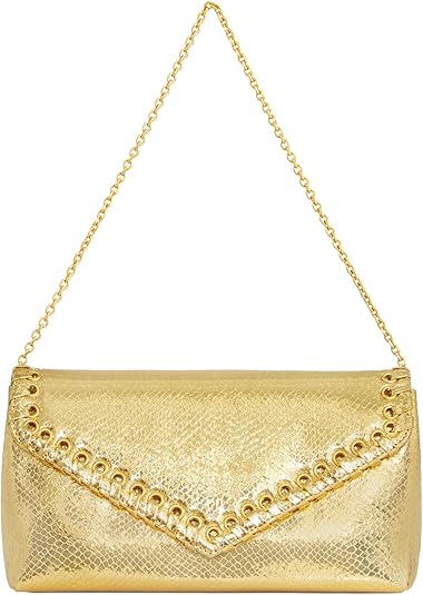 REBECCA MINKOFF Whip Clutch, Gold, Antique Brass Hardware