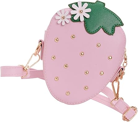 YYaaloa Strawberry Shape Purse with Rivets Shoulder HandBags Messenger Bag Kawaii Purse for Birthday Gift