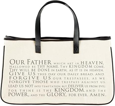 Creative Brands Womens Inspirational Bag or Purse for Shopping, Gym or Travel Canvas Tote at Faithworks, 20 x 11-Inch, Our Father