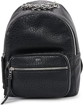 DKNY Women's Abby Backpack Bag, Black/Silver, Large