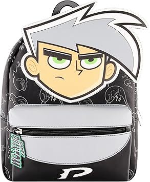 Concept One Danny Phantom Mini Backpack, Small Travel Bag for Men and Women, Adjustable Shoulder Straps, Black, 11 Inch