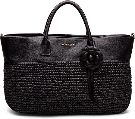 Anne Klein EW Tote with Floral Applique, Black