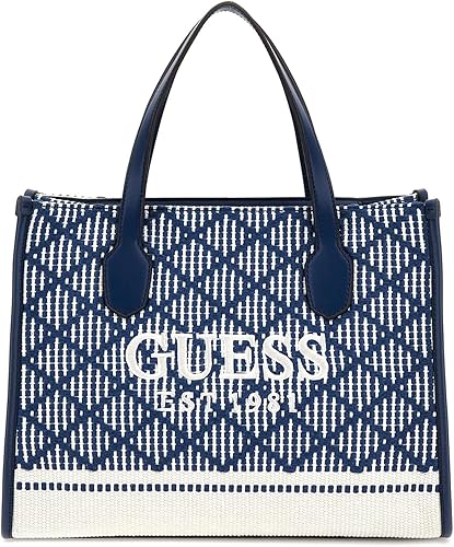 GUESS Silvana Double Compartment Tote, Navy Multi