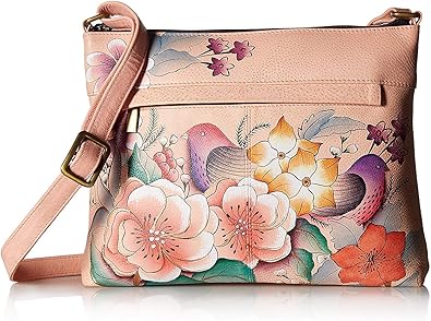 Anna by Anuschka Women's Hand Painted Genuine Leather Medium Crossbody