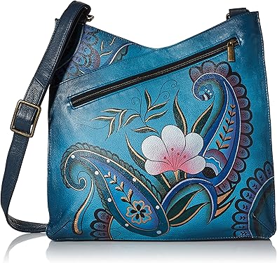 Anna by Anuschka Hand Painted Leather Women's V Top Large Crossbody