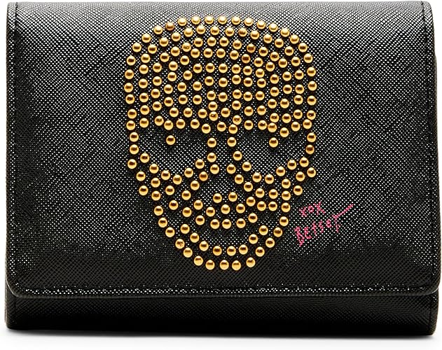 Betsey Johnson Skull Boss Trifold Wallet, Black